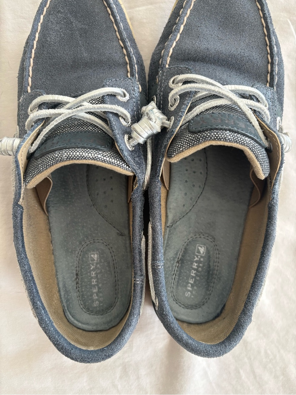 Sperry Top-Sider Suede Boat Shoes Blue Silver Women’s 8.5 - Picture 3 of 5